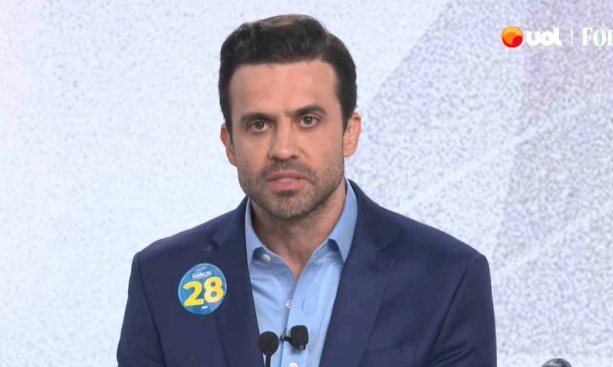 Pablo Marçal (PRTB), candidato à Prefeitura de São Paulo, em debate promovido pela Folha em parceria com UOL -  (crédito: Reprodução/Folha/UOL)