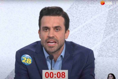 Pablo Marçal provoca adversários em debate -  (crédito: FOLHA / UOL)