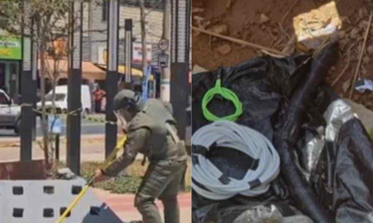 O objeto foi escoltado para o Instituto de Criminalística, onde foi confirmado a suspeita de que se tratava de um artefato de produção industrial -  (crédito: TV Alterosa / Reprodução)