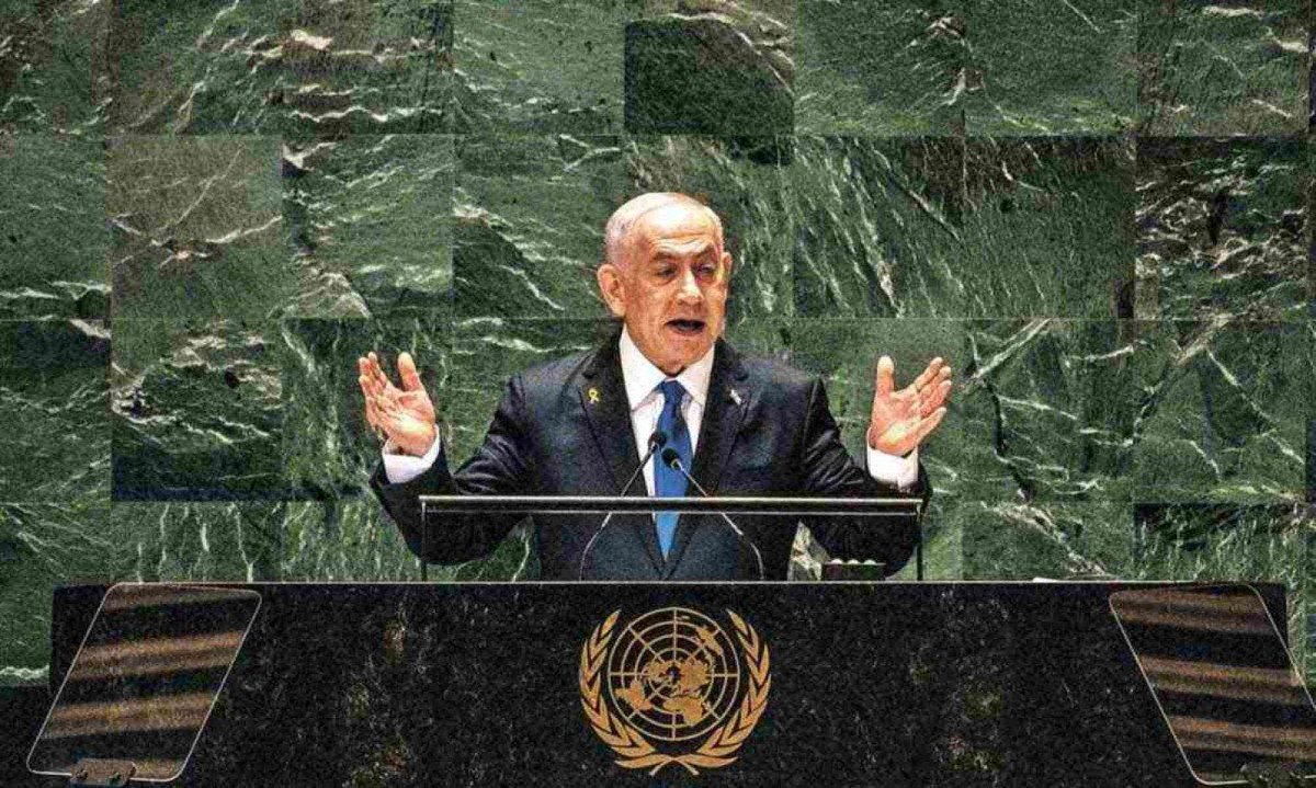 Na Assembleia-Geral da ONU, Netanyahu ameaçou o Irã e anunciou escalada das ações israelitas contra o Hezbollah no Líbano -  (crédito: STEPHANIE KEITH/AFp)