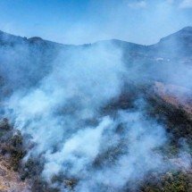 Grande BH: incêndio destrói área próxima da Serra da Piedade  - Leandro Couri/EM/D.A Press