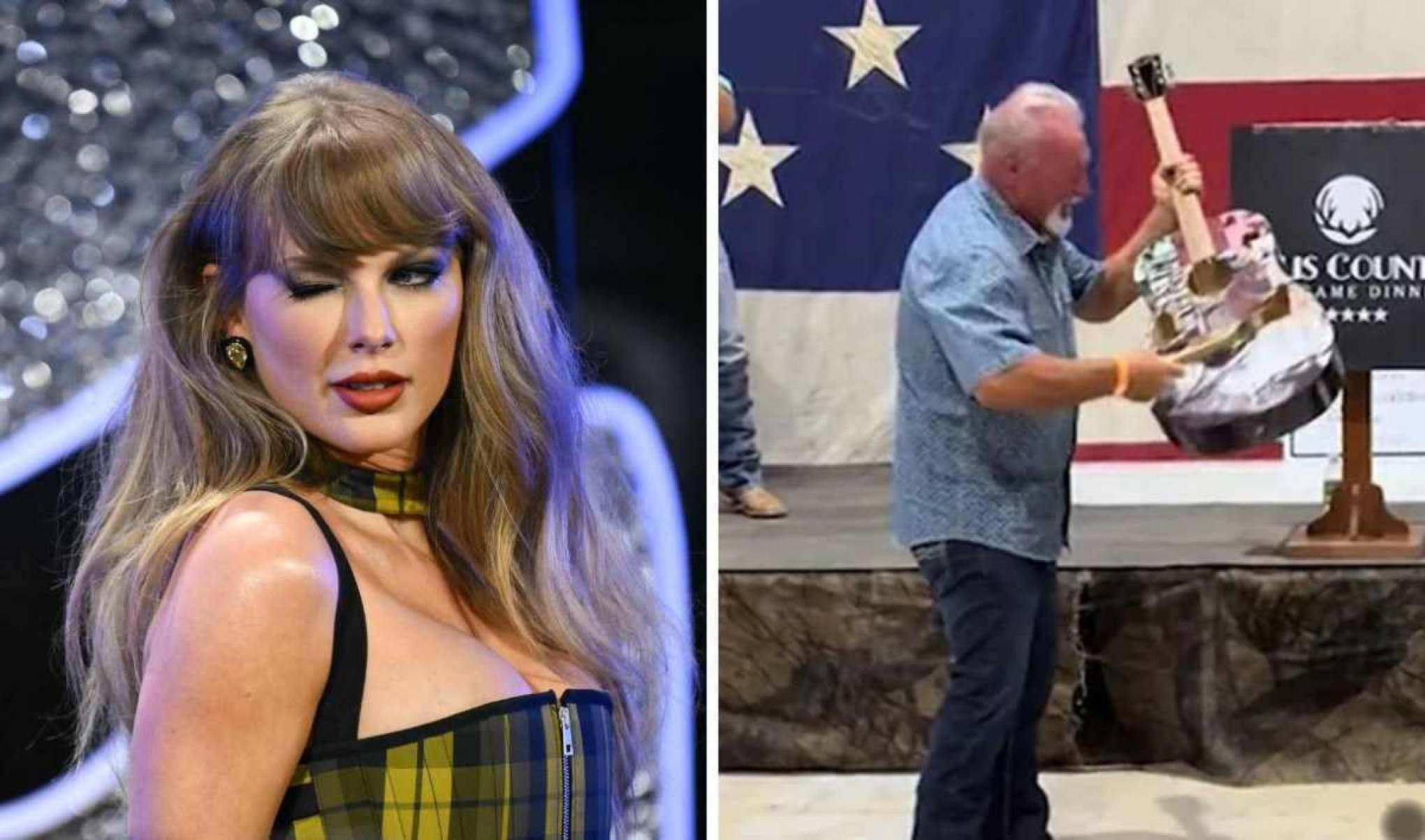 Homem arremata violão assinado por Taylor Swift e o destrói; veja o vídeo