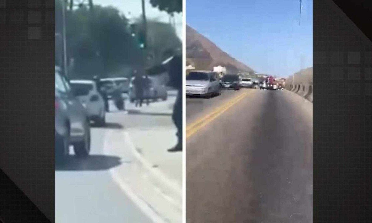 Policial caroneiro, na garupa da moto, perseguiu assaltante de carro durante quilômetros até conseguir a prisão -  (crédito: reprodução/Dailymotion)