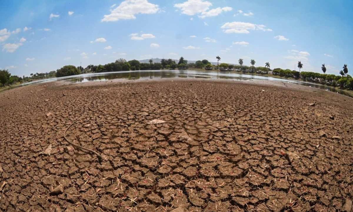 O fundo e as rachaduras características da seca aparentes ilustram a estiagem que atinge Sete Lagoas -  (crédito: Leandro Couri/EM/D.A.Press. Brasil. MG)