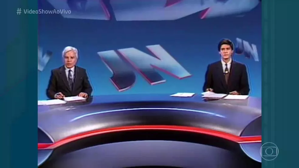Cid Moreira e William Bonner, juntos na bancada do Jornal Nacional -  (crédito: Divulgação/Rede Globo)