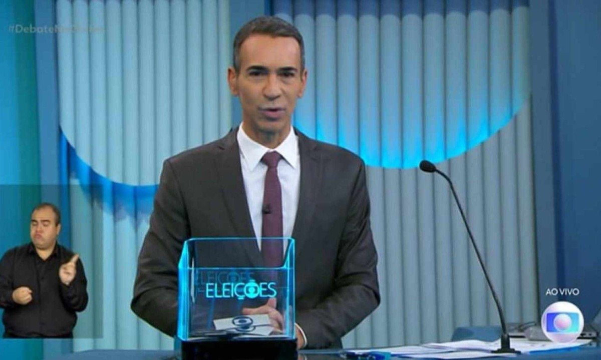 O jornalista C&eacute;sar Tralli &eacute; respons&aacute;vel por mediar o &uacute;ltimo debate para a Prefeitura de S&atilde;o Paulo antes do primeiro turno das elei&ccedil;&otilde;es de 2024 -  (crédito: Reprodu&ccedil;&atilde;o/Rede Globo)