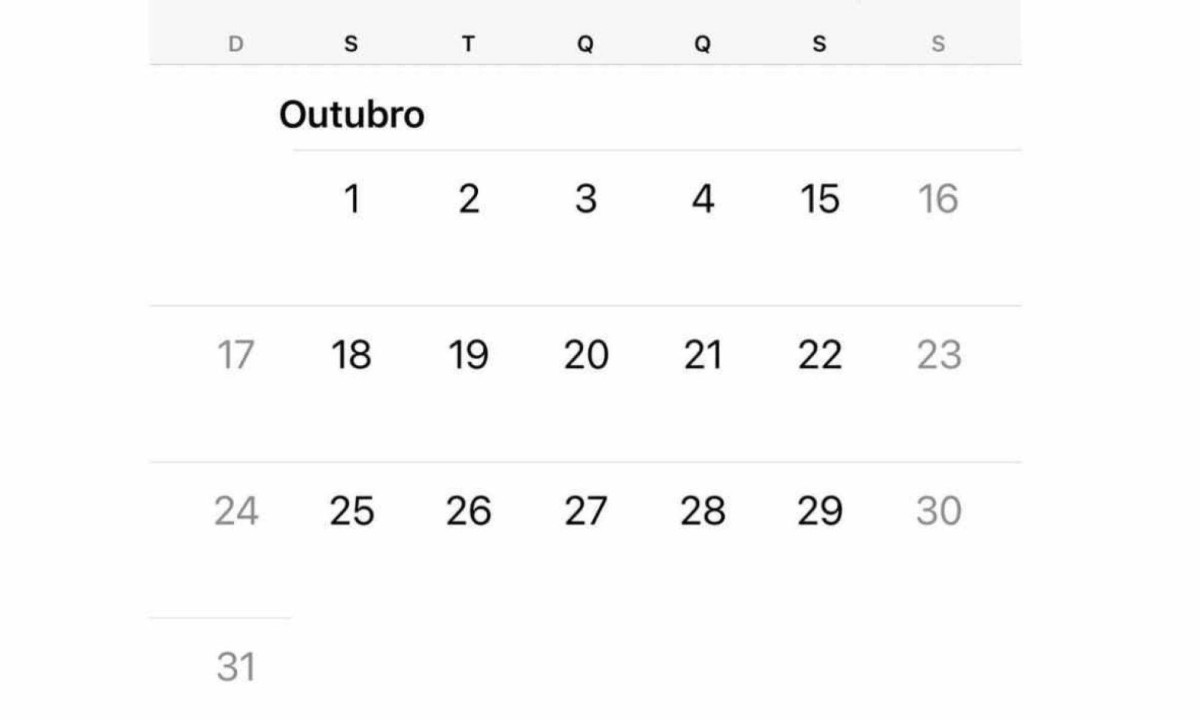 Calendário de outubro de 1582 -  (crédito: Reprodução)