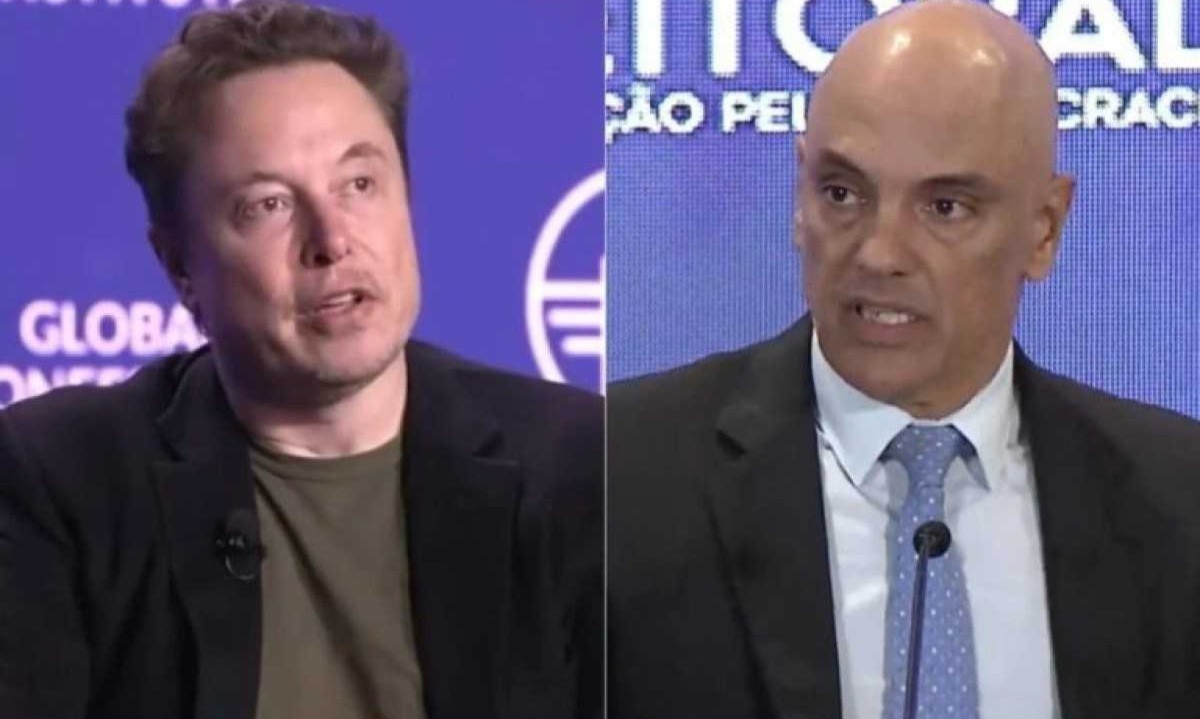 Elon Musk e Alexandre de Moraes em entrevistas -  (crédito: Reprodução / YouTube)