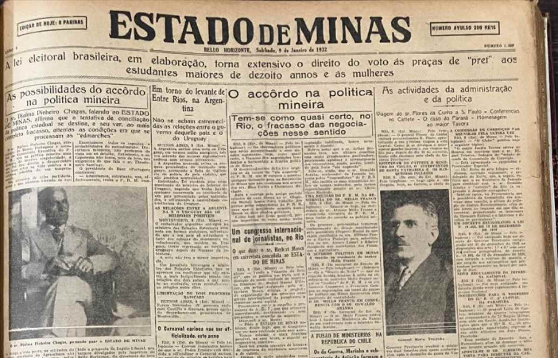 Manchete do EM de 9 de janeiro de 1932 antecipava as novidades do Código Eleitoral de Vargas