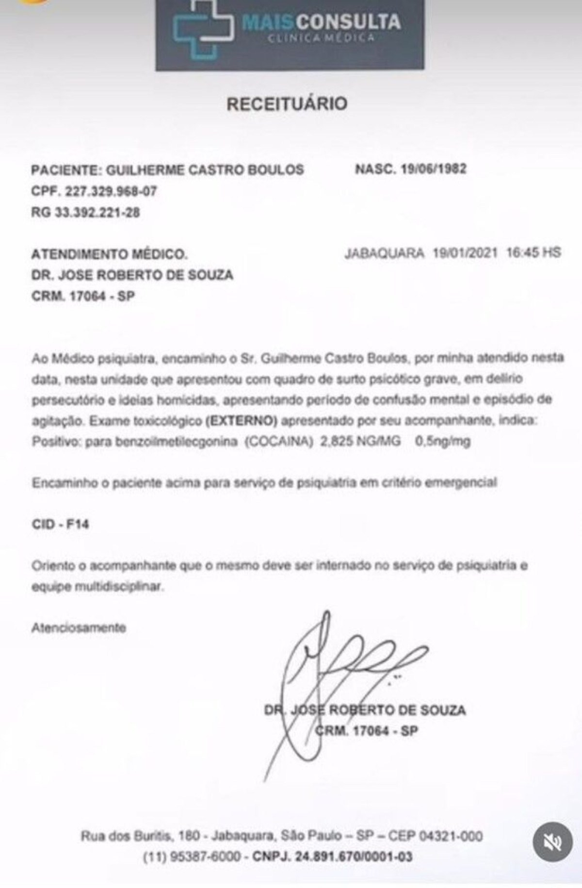 Pablo Marçal mostrou suposto prontuário de atendimento médico de Guilherme Boulos em publicação no Instagram