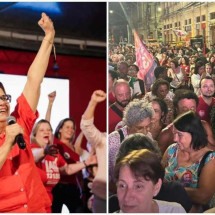 Prefeita eleita pelo PT é recebida com festa no Centro de Juiz de Fora - Margarida Salomão/Instagram/Reprodução