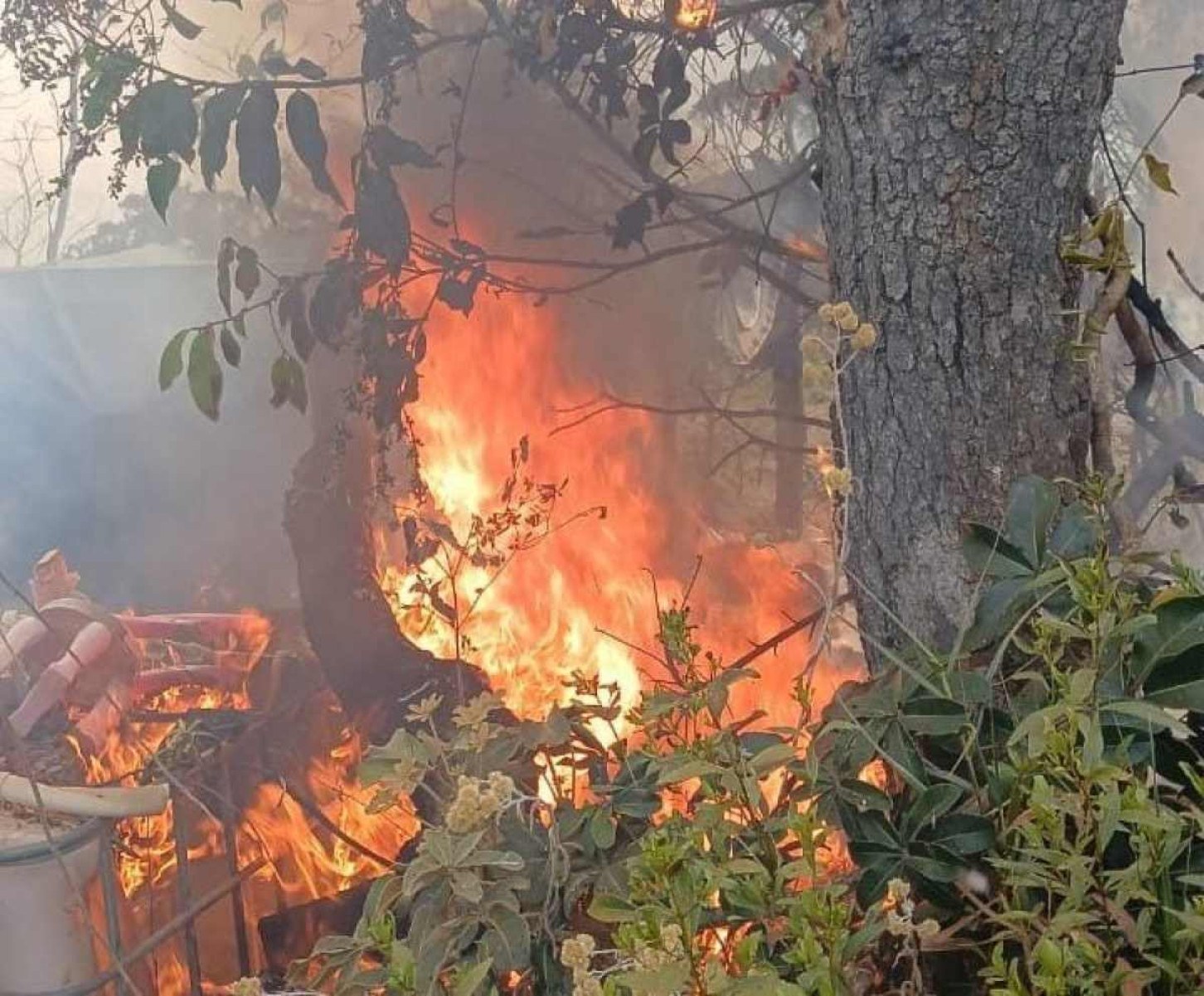 Grande BH: incêndio de grandes proporções em vegetação atinge igreja