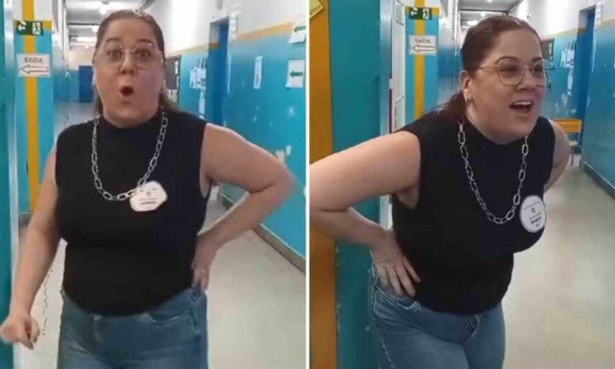 Professora arrancou risos de seus colegas de trabalho -  (crédito: Redes sociais)