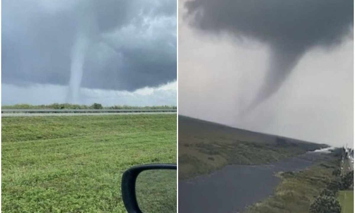 Tornados atingiram os Estados Unidos nesta quarta-feira (9/10) antes da chegada do furacão Milton à Flórida -  (crédito: Reprodução/Instagram/@orangecosheriff)