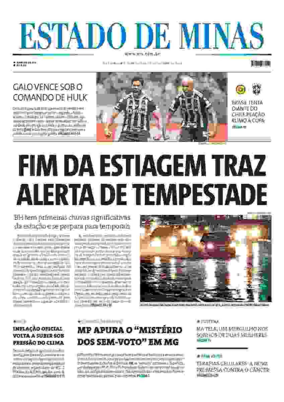 Confira a capa do Estado de Minas do dia 10/10/2024