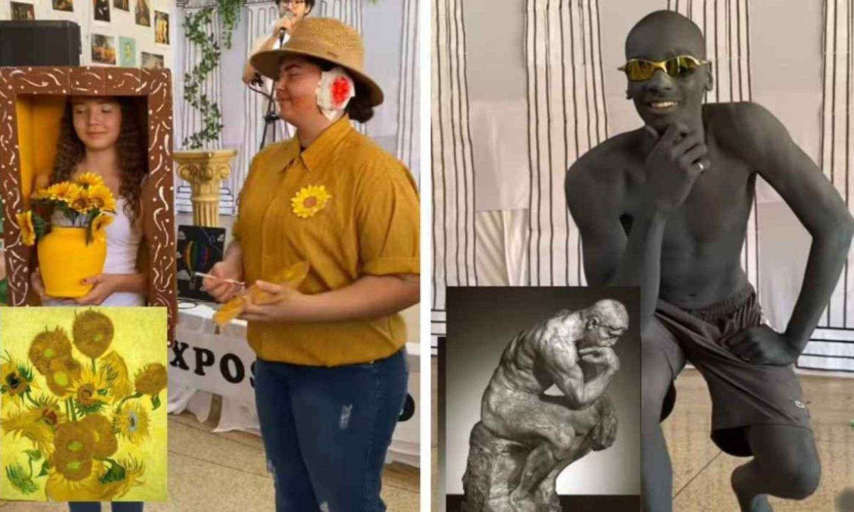 Alunos mostraram criatividade em atividade de artes -  (crédito: Reprodução)