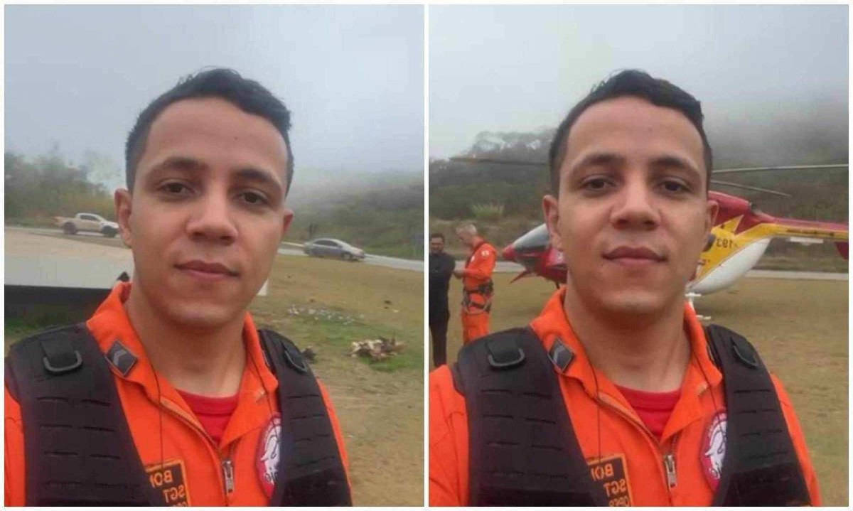 O sargento Gabriel, de 29 anos, momentos antes de morrer em queda de helicóptero  -  (crédito: Reprodução)