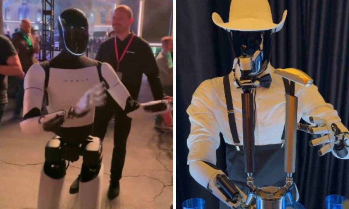 Robô Optimus dançando e fazendo drink em eventos -  (crédito: Reprodução)