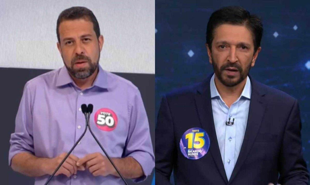 Guilherme Boulos (PSOL) se refere a Ricardo Nunes (MDB) e diz que para seus seguidores fugirem de relacionamentos abusivos -  (crédito: Reprodu&ccedil;&atilde;o Folha/UOL/Rede TV! e Band)