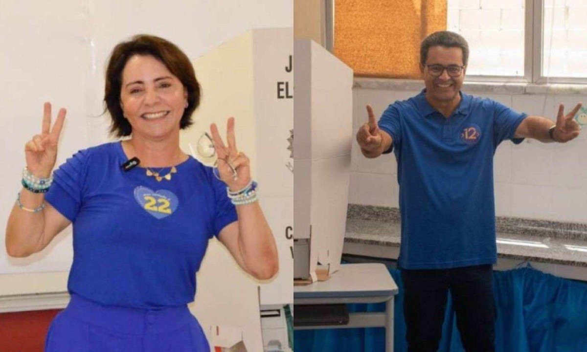Emília Corrêa (PL) aparece com 57% das intenções de voto na pesquisa estimulada; já Luiz Roberto (PDT) está com 36,5% -  (crédito: Reprodução/Redes sociais)