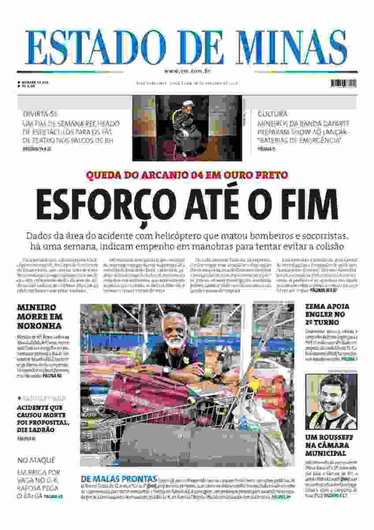 Confira a capa do Estado de Minas do dia 18/10/2024