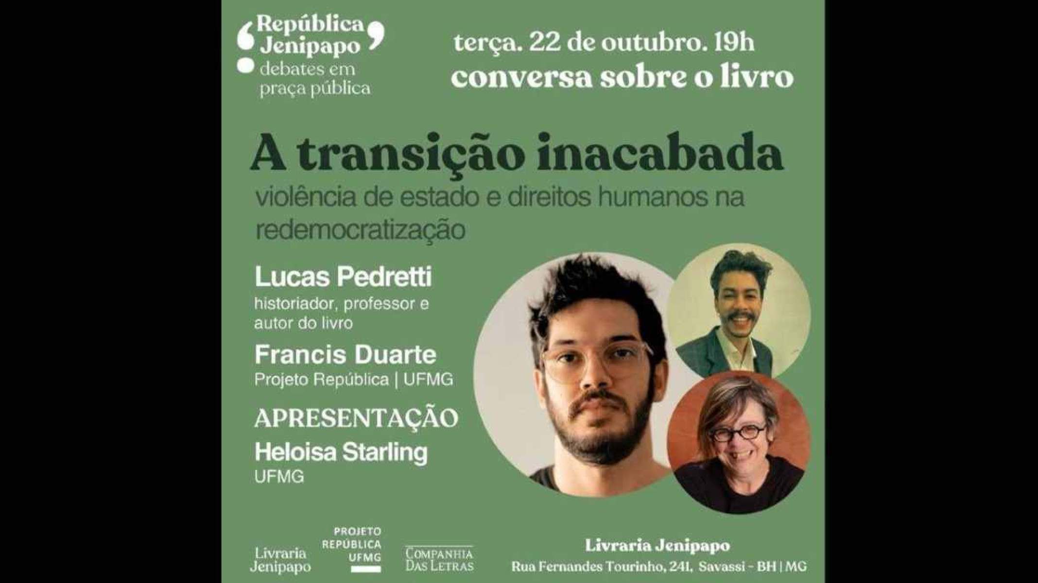 Conversa será realizada nesta terça-feira (22/10), às 19h, na Livraria Jenipapo, na Savassi -  (crédito: Divulgação)