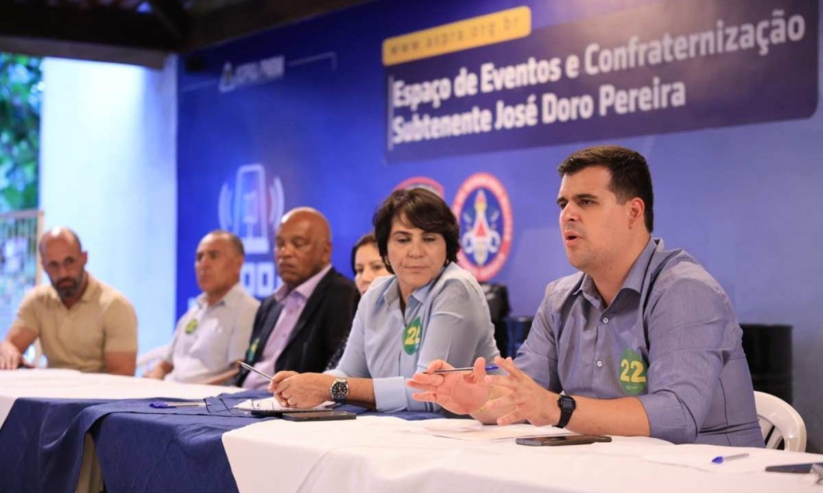 Bruno Engler se reúne com representantes das forças militares da região metropolitana de Belo Horizonte -  (crédito: Lucas Mendes/ Campanha Bruno Engler)