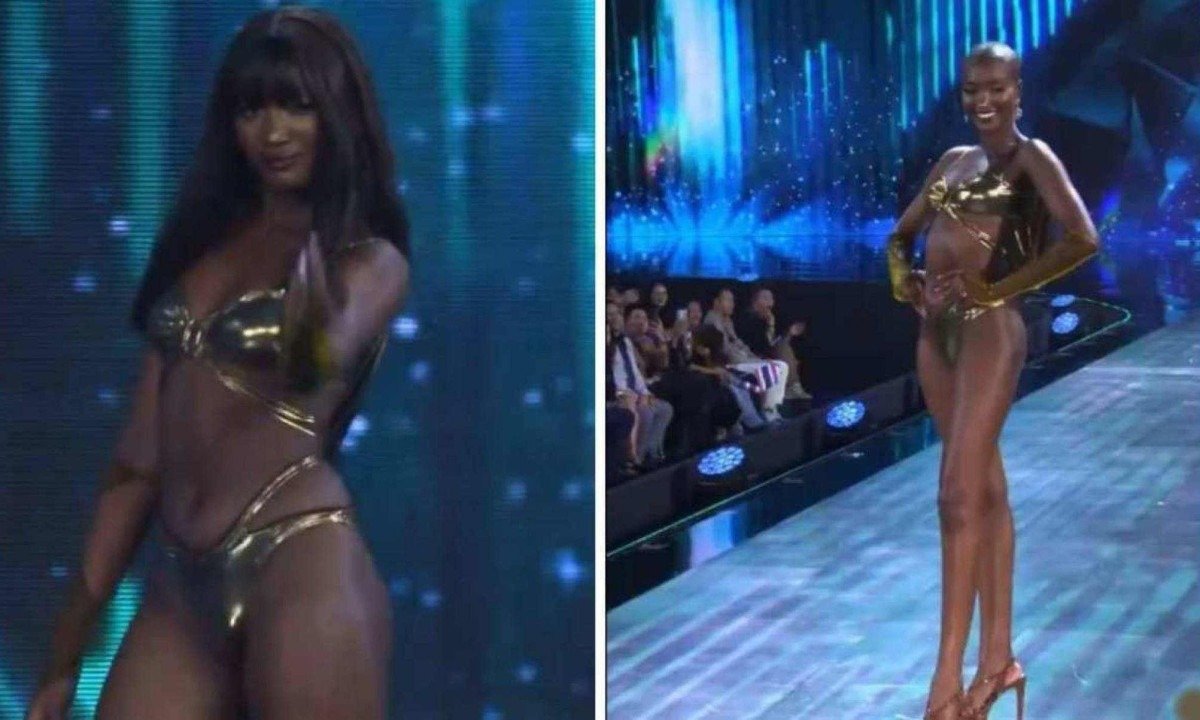 Miss da França tirando a peruca em desfile conquistou a web  -  (crédito: Reprodução / Miss Grand)