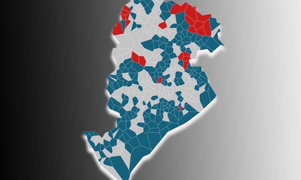 Mapa mostra prevalência da direita e de nulos e brancos na eleição para a Câmara de BH -  (crédito: Arte/EM)