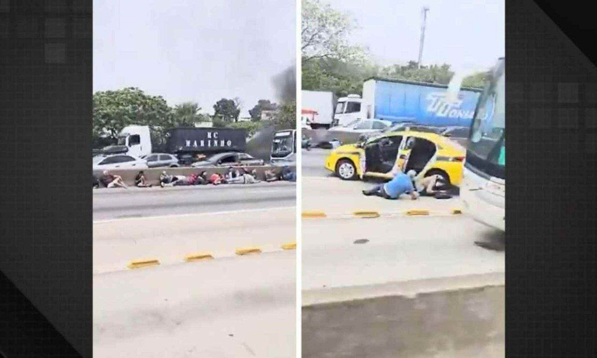 Tiroteio deixa passageiro baleado e fecha a Avenida Brasil e estações de trens no Rio -  (crédito: Reprodução / Redes sociais)
