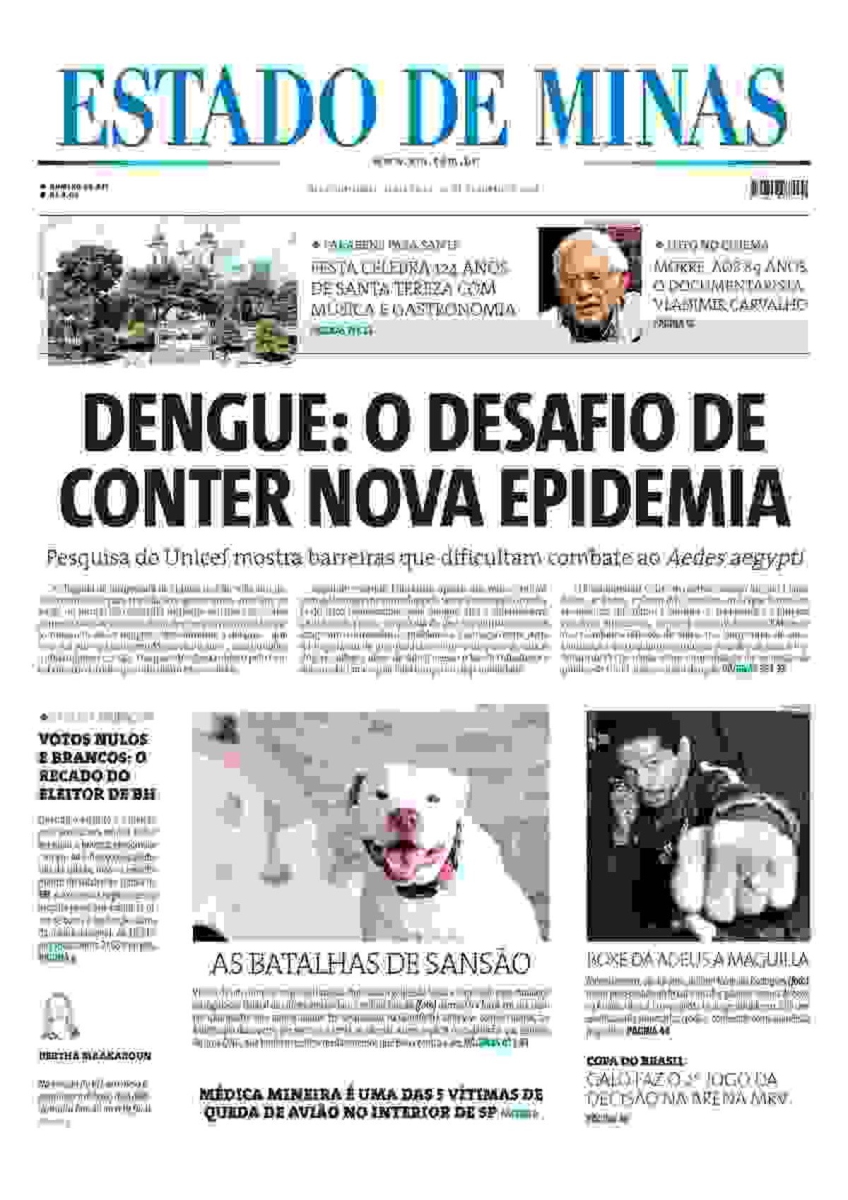 Confira a capa do Estado de Minas do dia 25/10/2024