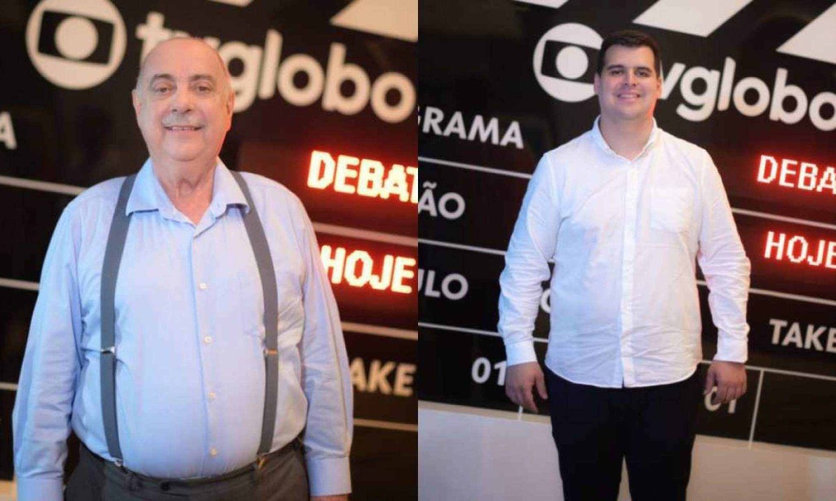 Bruno Engler e Fuad Noman participam do último debate, organizado pela TV Globo, antes do segundo turno das eleições -  (crédito: TV Globo/Douglas Magno)