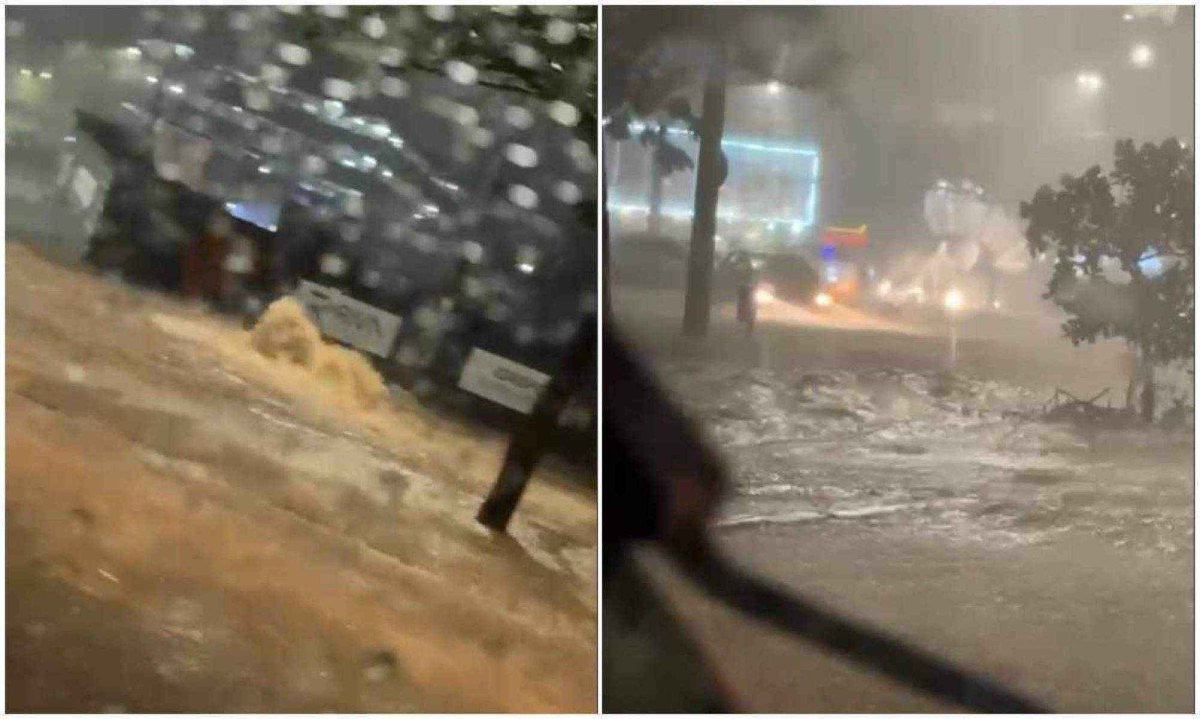 Motorista narra momento de pânico em enxurrada na Av. Silva Lobo -  (crédito: Redes Sociais / Reprodução)
