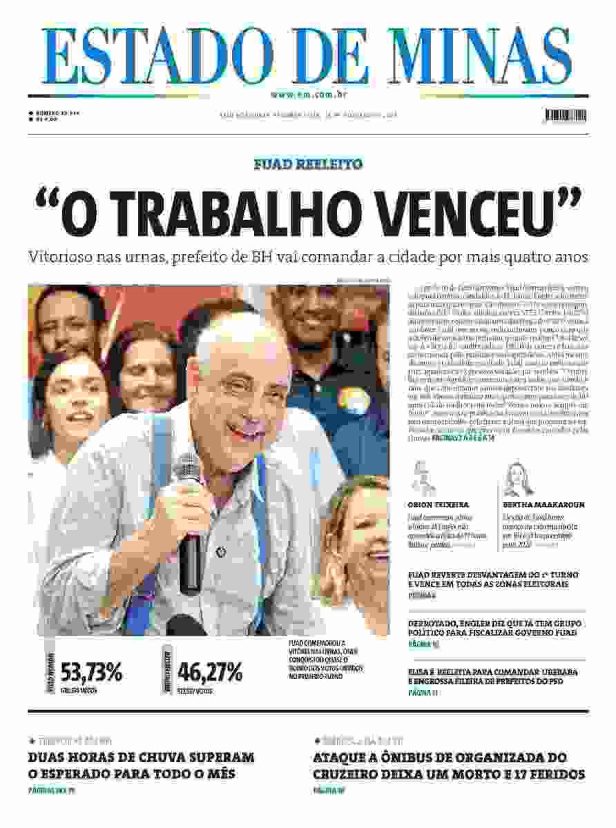 Confira a capa do Estado de Minas do dia 28/10/2024