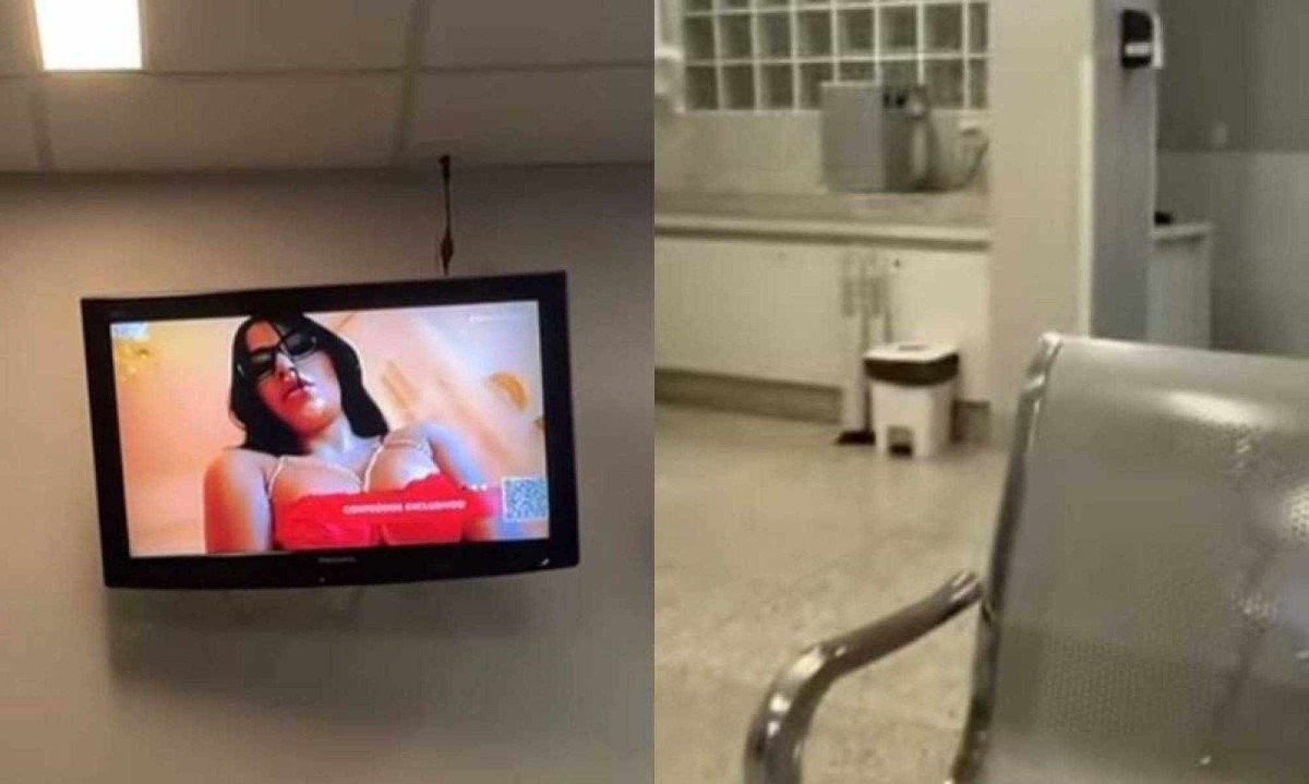 Sala de recep&ccedil;&atilde;o estava vazia quando a paciente flagrou o conte&uacute;do adulto exibido na TV do hospital -  (crédito: Reprodu&ccedil;&atilde;o/Redes sociais)