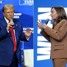 Trump ou Kamala? Um deles lidera em 6 dos 7 estados-pêndulo, diz pesquisa  - Jim WATSON and Brendan Smialowski / AFP