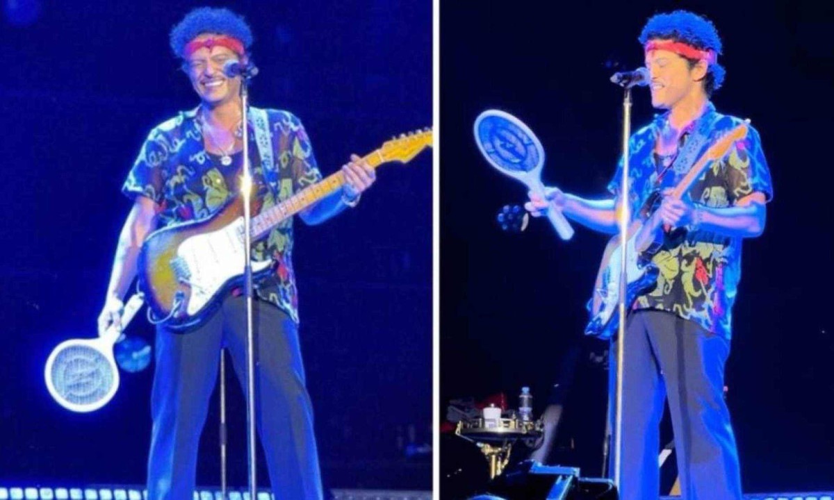 Bruno Mars leva raquete de mosquito para shows -  (crédito: Reprodução / Instagram)