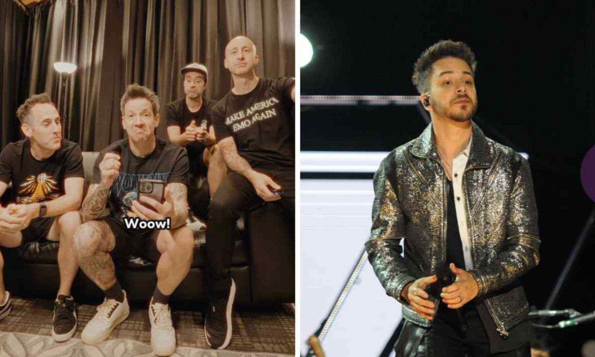 Simple Plan convidou Junior para tocar bateria -  (crédito: Reprodução / Instagram / Leandro Couri/EM)