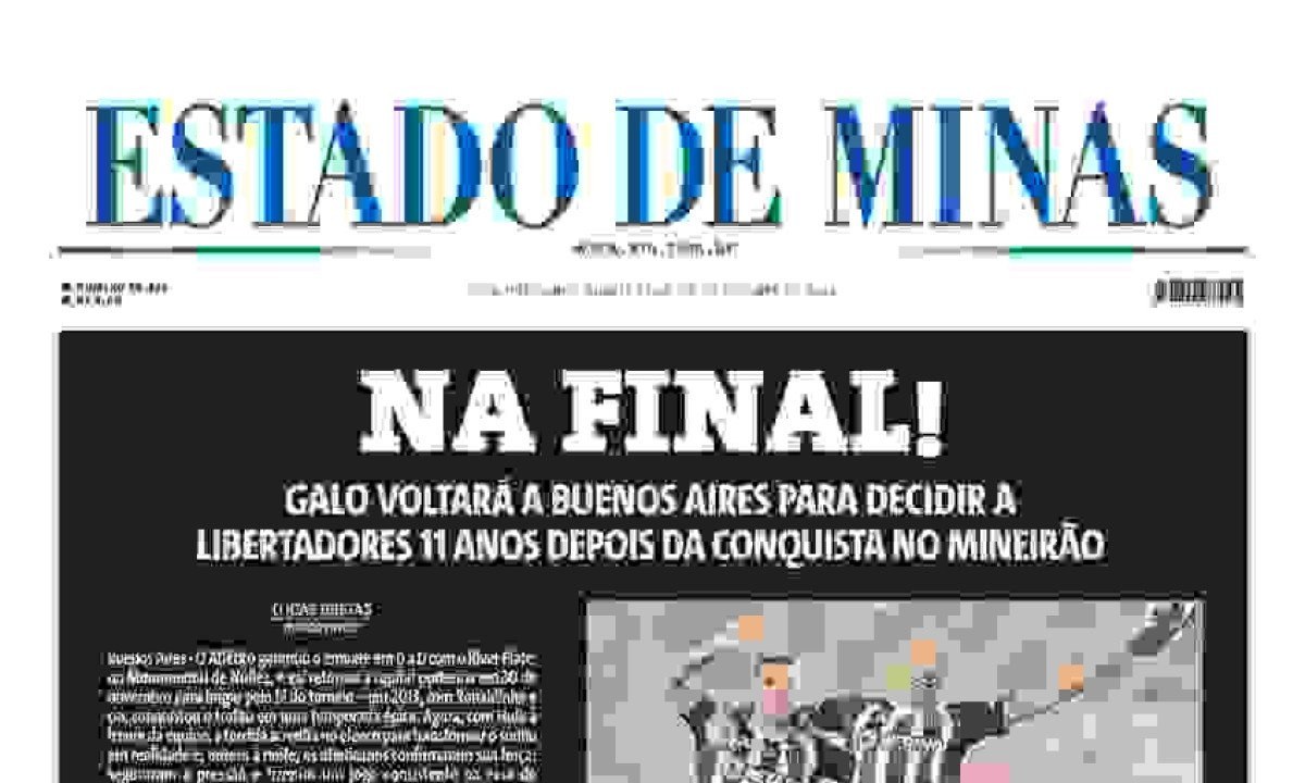  ESTADO DE MINAS -  (crédito:  CAPA DO ESTADO DE MINAS)