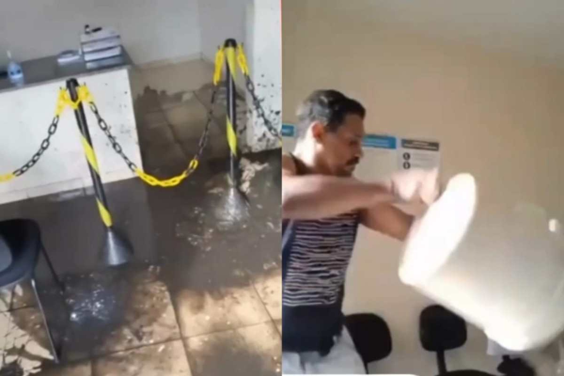 Vídeo: morador despeja esgoto na sede da Copasa após ter casa alagada
