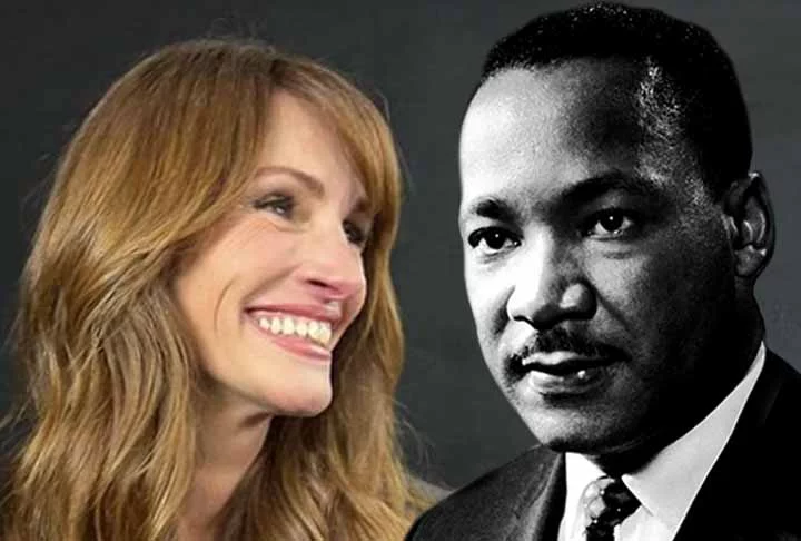 Entenda a curiosa e pouco conhecida ligação de Julia Roberts e Martin Luther King -  Instagram @juliaroberts e Domínio Público/Wikimédia Commons