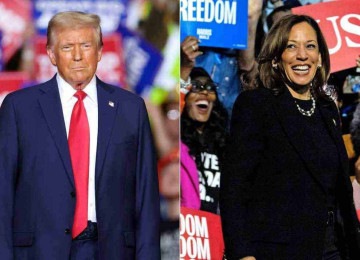 Trump e Kamala disputam que comandará a Casa Branca a partir de 2025 -  (crédito: CHARLY TRIBALLEAU and Rebecca DROKE / AFP))