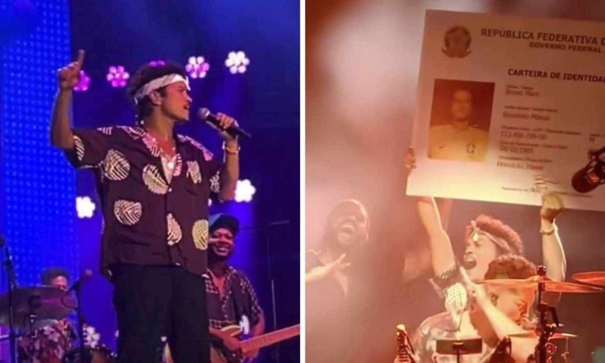 Bruno Mars se declarou ao Brasil em BH -  (crédito: Reprodução / redes sociais)