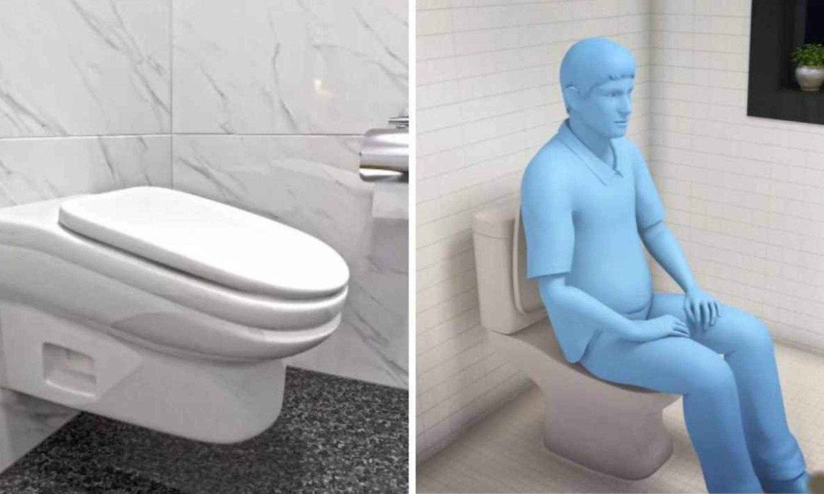 Vaso sanitário tem inclinação que exige que o usuário force a musculatura das pernas -  (crédito: Reprodução / Standart Toilet)