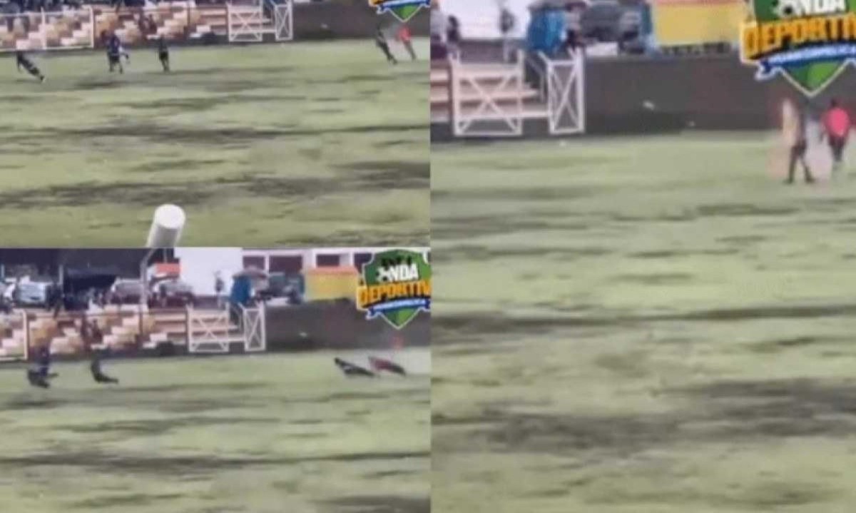 O incidente ocorreu após a suspensão do jogo devido a uma tempestade -  (crédito: Redes Sociais/ Reprodução)