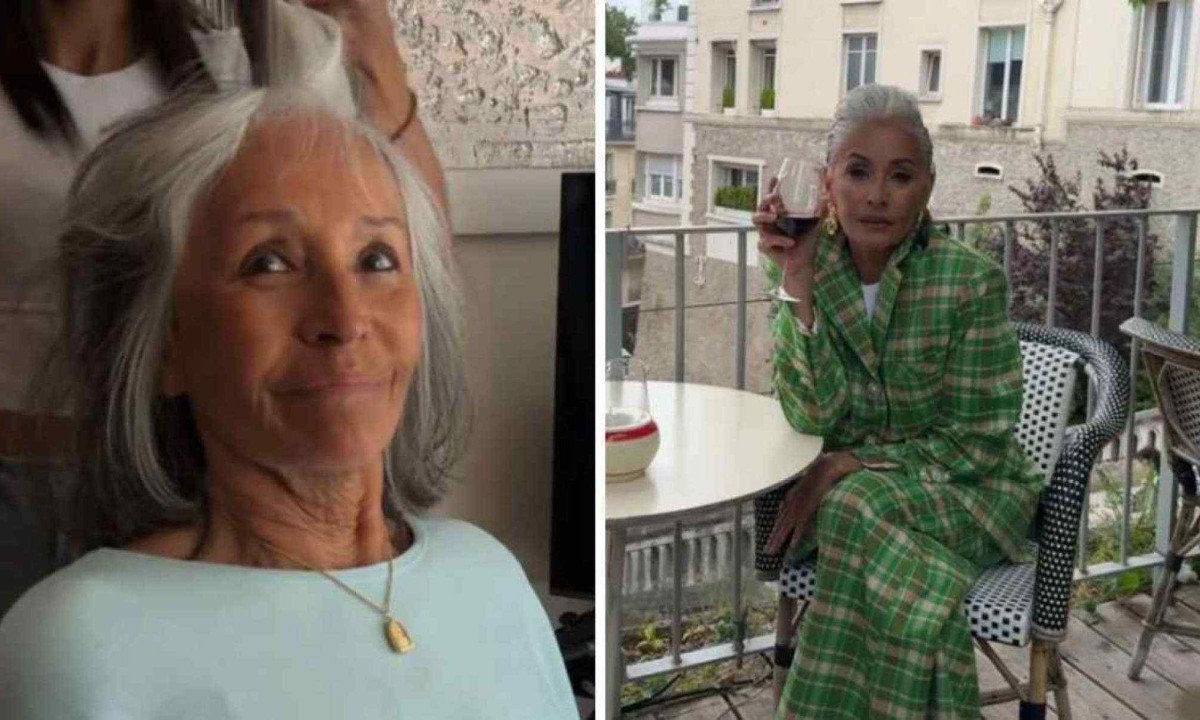 Avó mostrou que, mesmo 50 horas fora da profissão, ainda sabe fazer pose de modelo -  (crédito: Reprodução / TikTok)