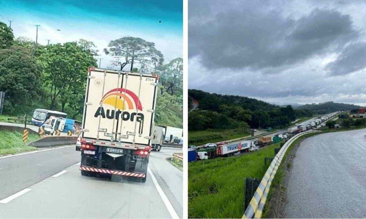 O congestionamento já se estende por 8 km -  (crédito: Reprodução / Redes sociais)