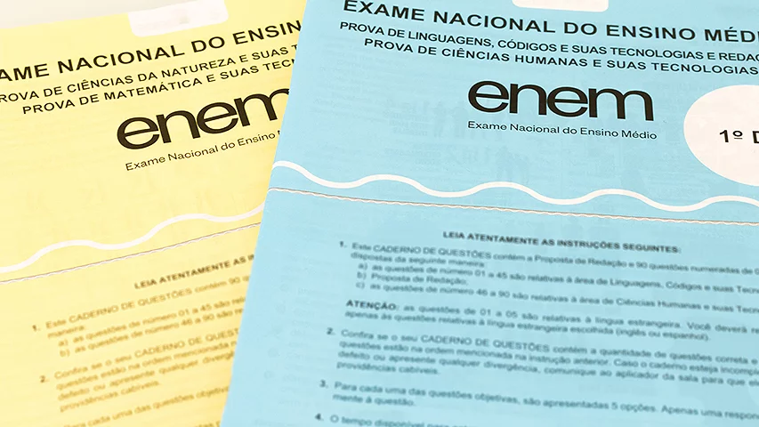 Prova é dividida em quatro cadernos com cores diferentes -  (crédito: Enem/Divulgação)