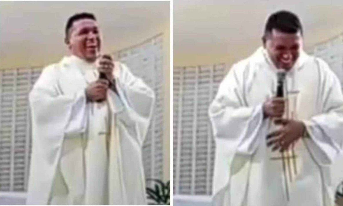 Padre divertiu fiéis ao rir durante anúncio de bingo beneficente -  (crédito: Reprodução)