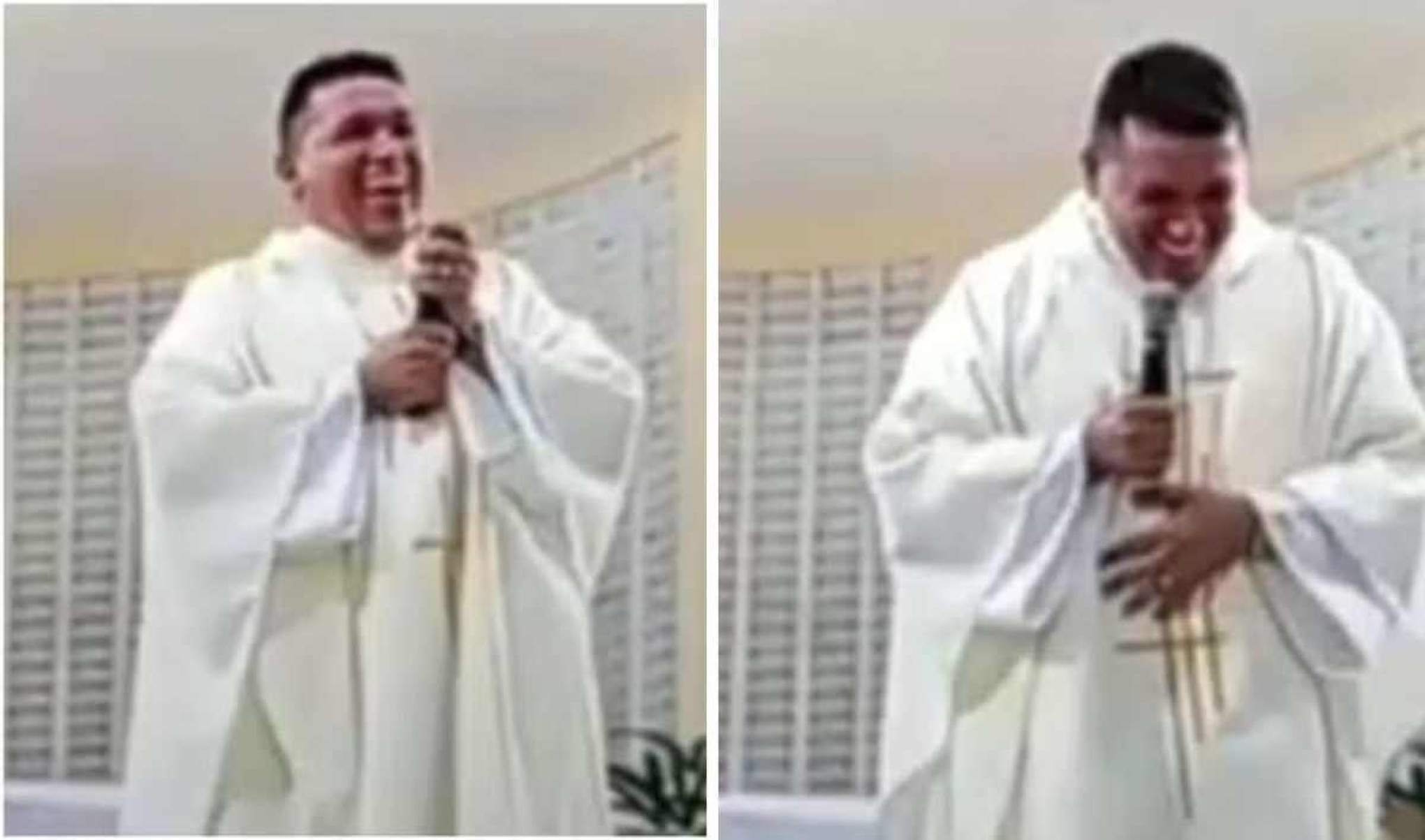 Padre cai na gargalhada ao anunciar prêmio de bingo em paróquia